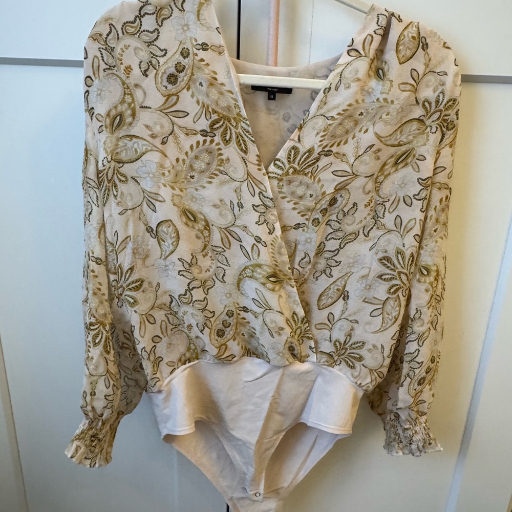 Generation Love Cream/Gold floral designed blouse with bodysuit